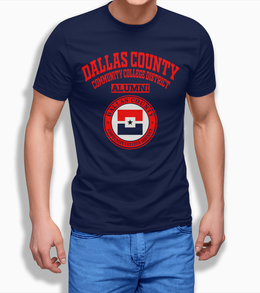 Dallas County Community College District Alumni Red And Navy Star Emblem T-Shirt