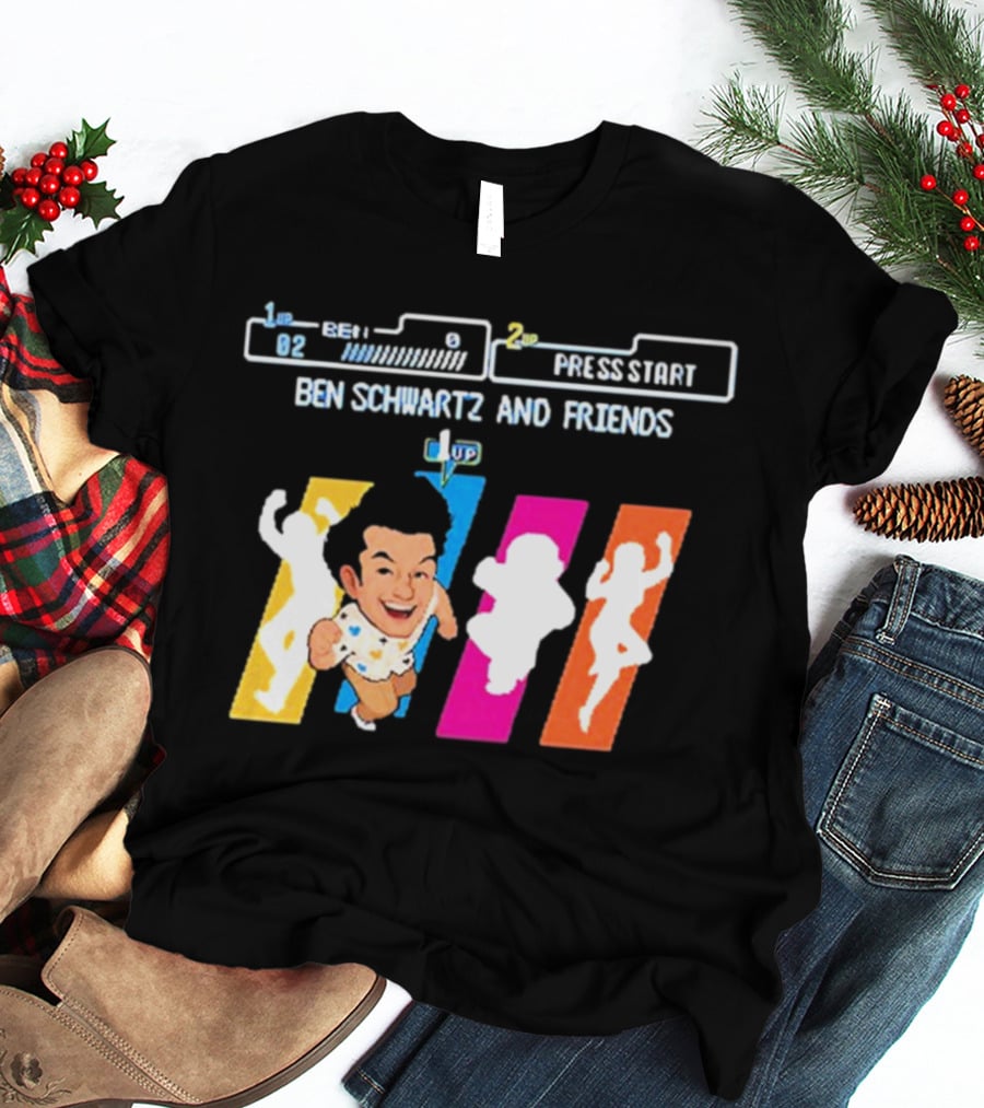 Ben Schwartz And Friends One Up Press Start Retro Gaming T-Shirt