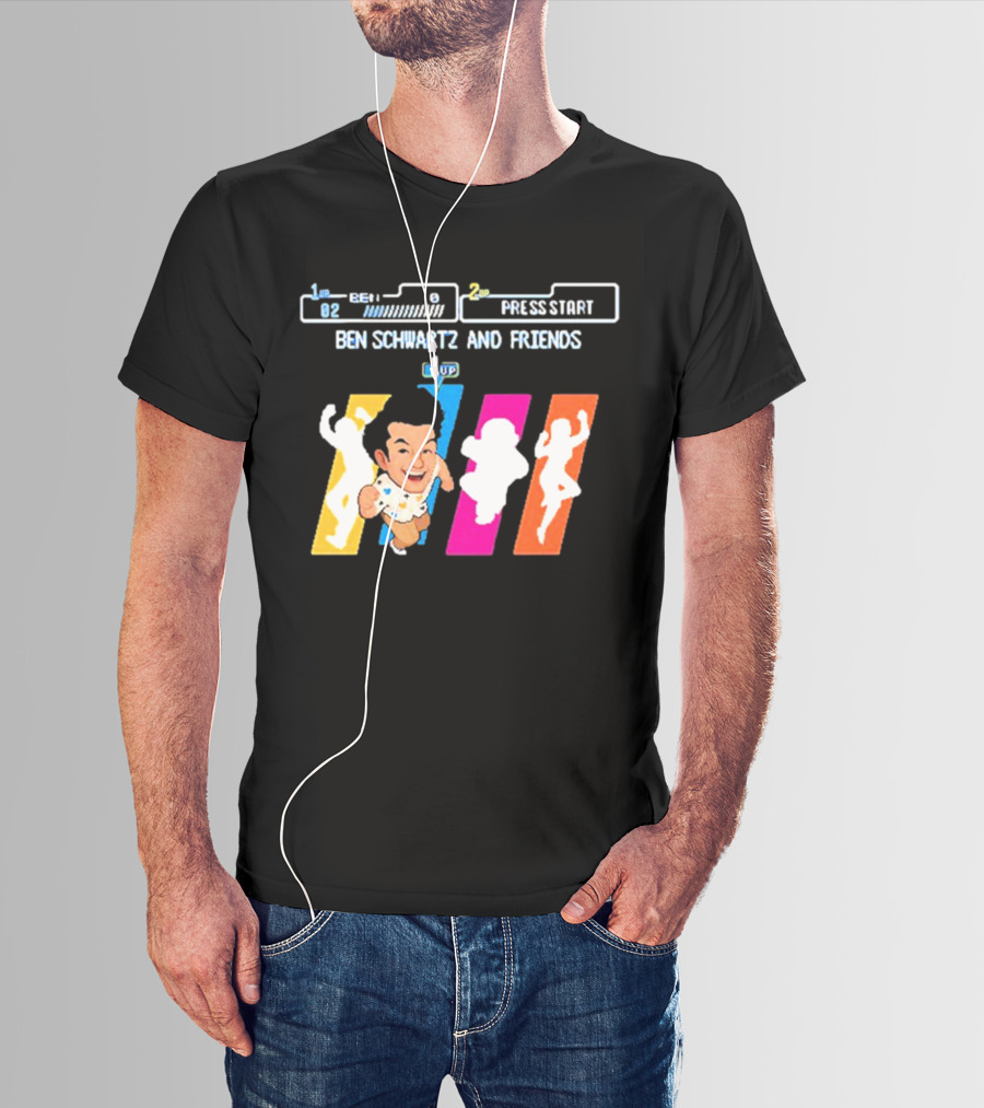 Ben Schwartz And Friends One Up Press Start Retro Gaming T-Shirt