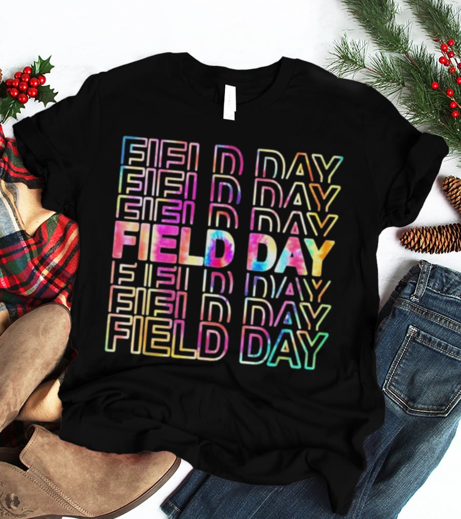 Field Day Colorful Tie Dye Text T-Shirt