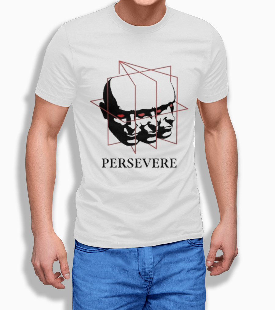 Persevere Triple Head Red Eyes Geometric Box T-Shirt