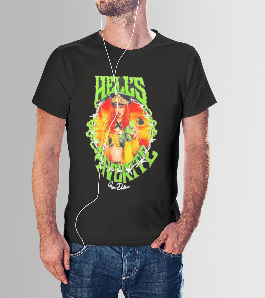 Hell's Favorite Gigi Dolin Barbed Wire Crown And Green Flames T-Shirt