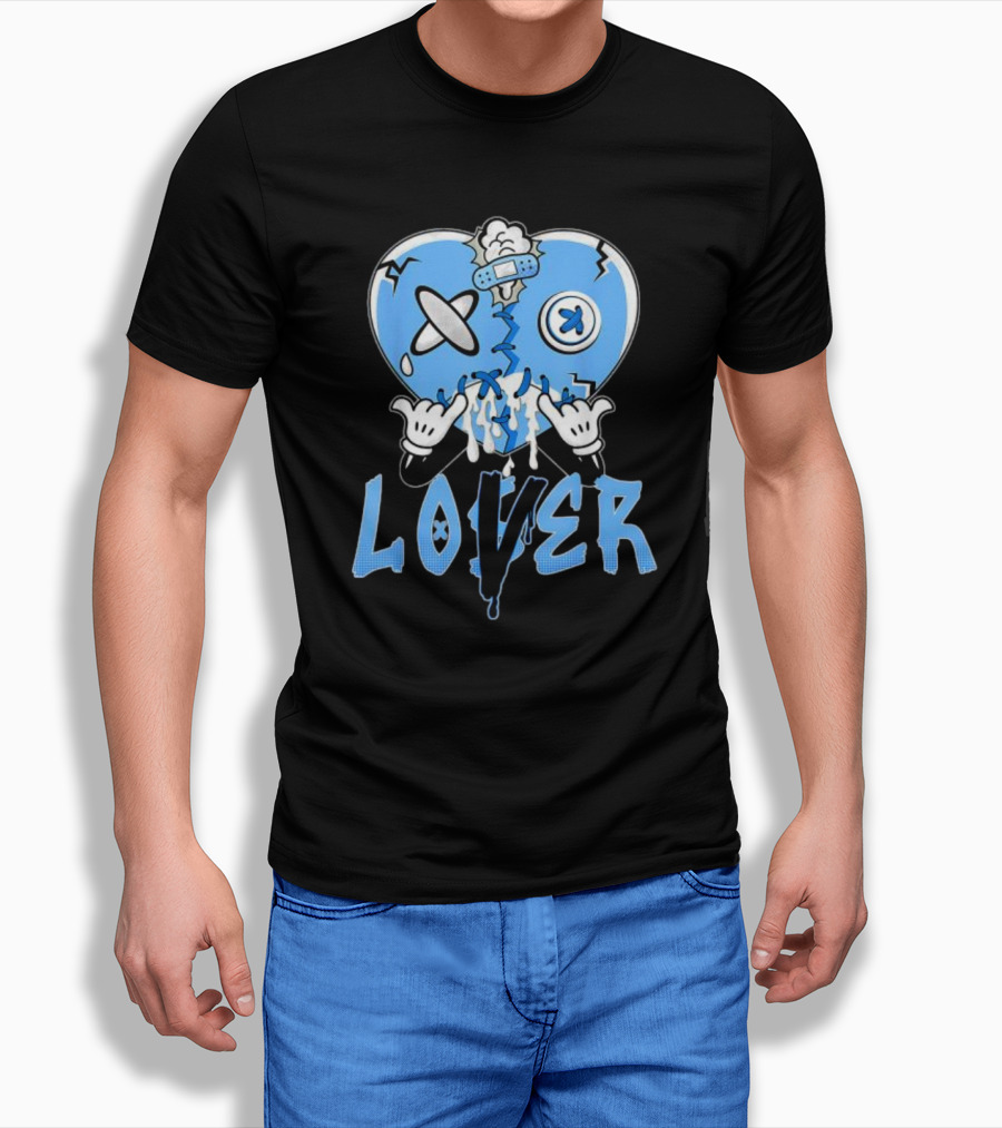 Racer Blue 5s Lover Heart With Loss And Repair Symbolism T-Shirt
