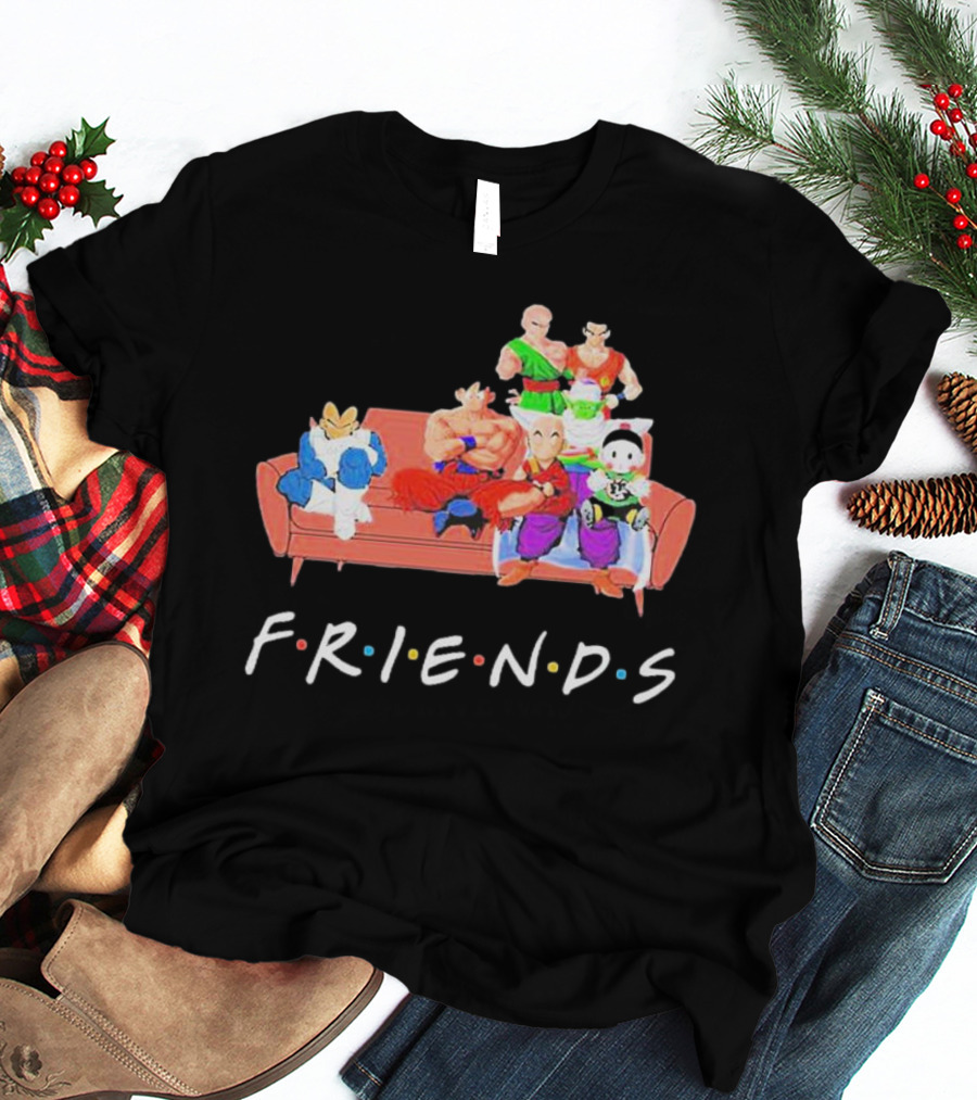 FRIENDS Son Goku Dragon Ball Characters Sitting Together T-Shirt