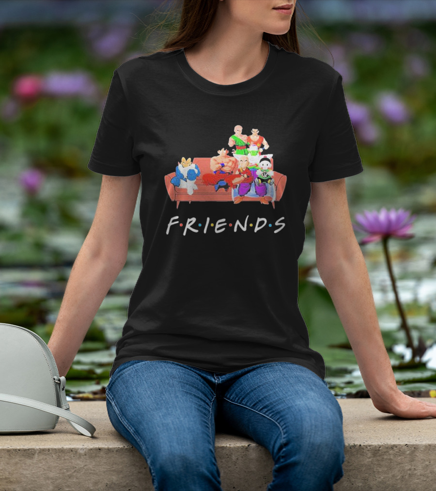 FRIENDS Son Goku Dragon Ball Characters Sitting Together T-Shirt