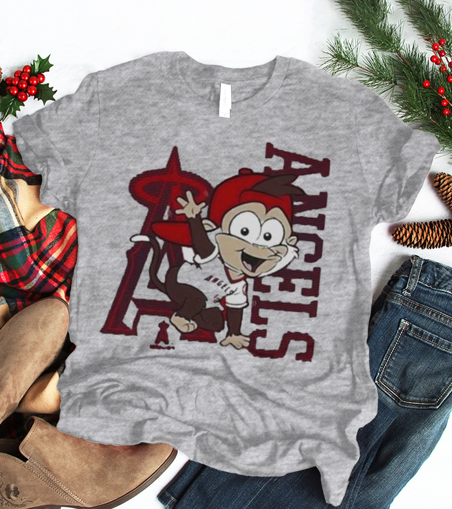 Los Angeles Angels Infant Mascot 2.0 Cheerful Cartoon Character With Iconic Logo And Text 'Angels' T-Shirt