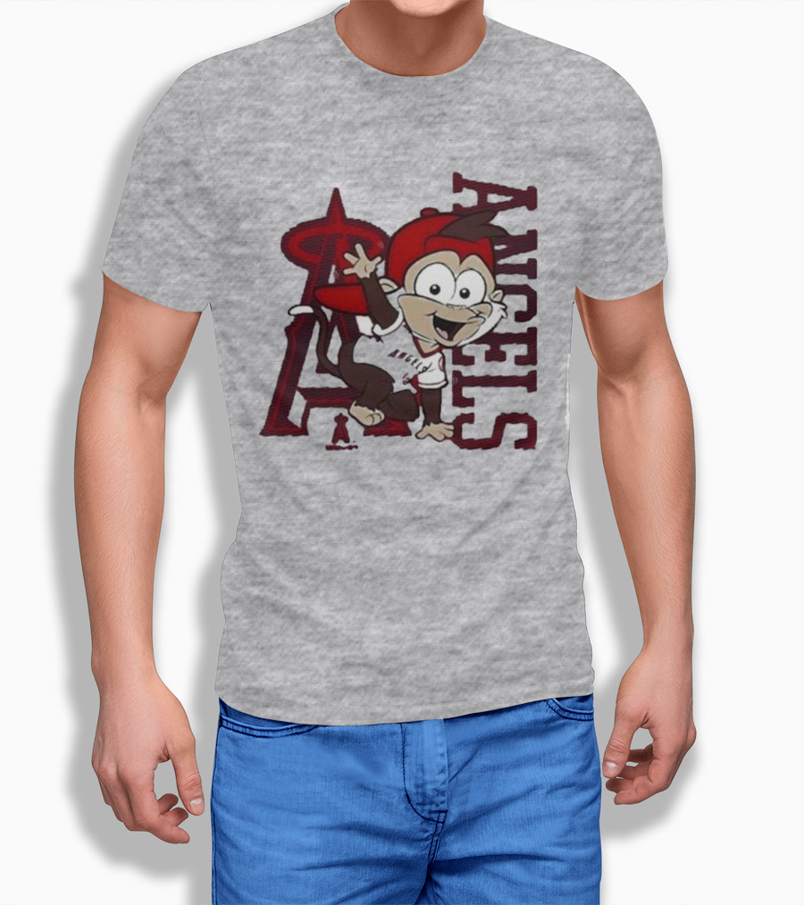 Los Angeles Angels Infant Mascot 2.0 Cheerful Cartoon Character With Iconic Logo And Text 'Angels' T-Shirt