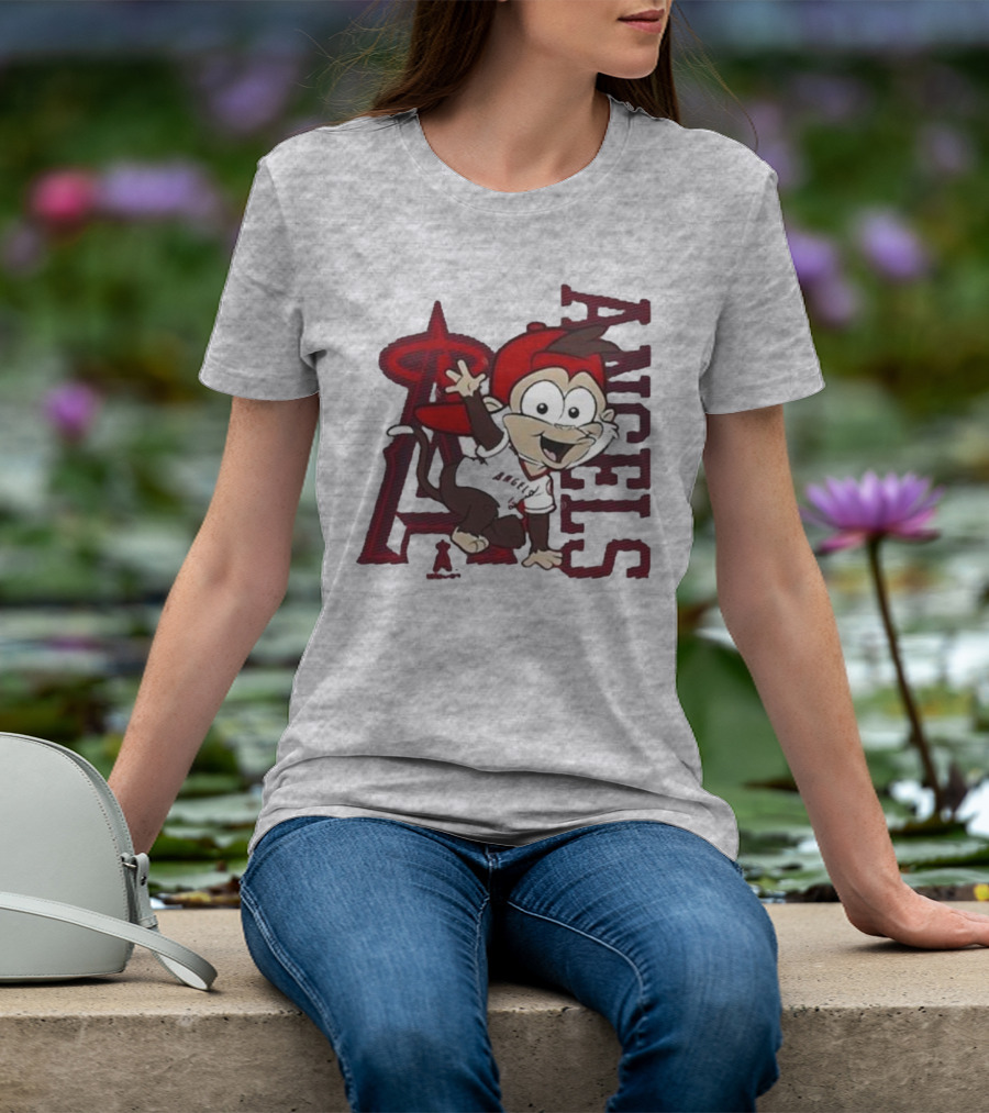 Los Angeles Angels Infant Mascot 2.0 Cheerful Cartoon Character With Iconic Logo And Text 'Angels' T-Shirt