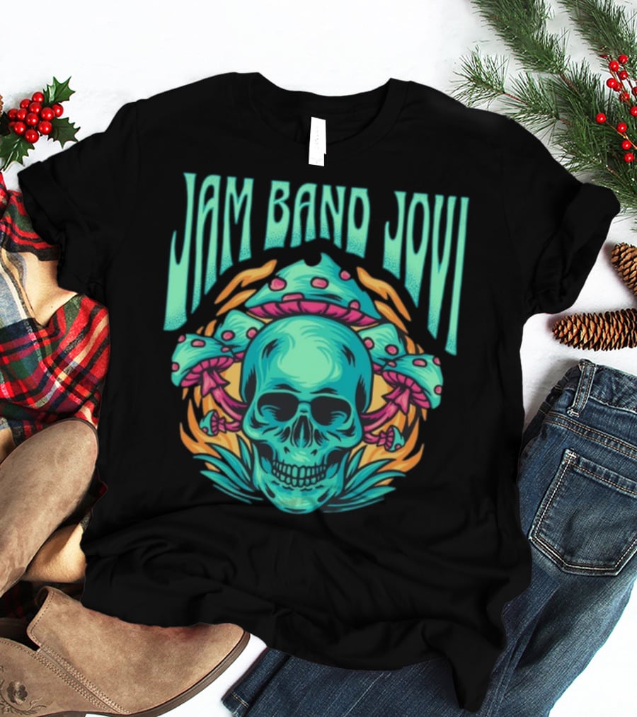 Jam Band Jovi Psychedelic Skull And Mushrooms T-Shirt