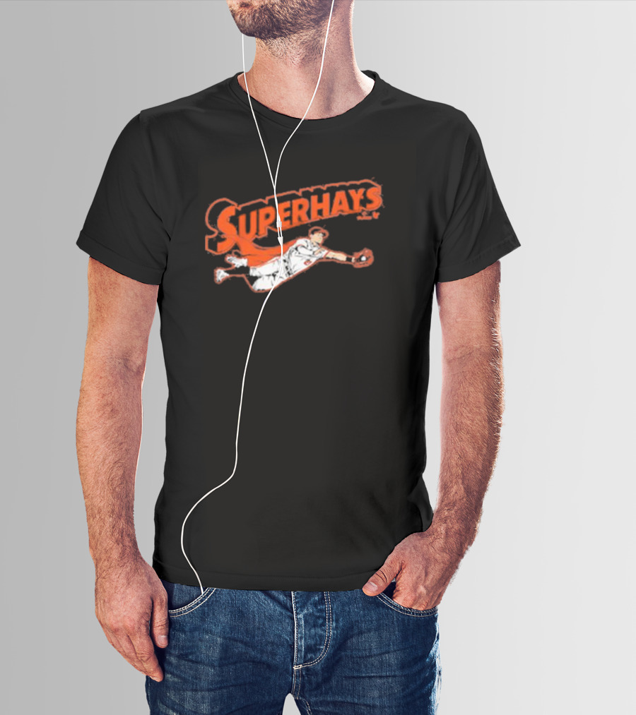 Superhays Austin Hays Baseball Flying Action T-Shirt