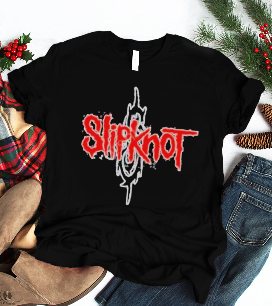 Slipknot Red Stylized Text With White Tribal T-Shirt