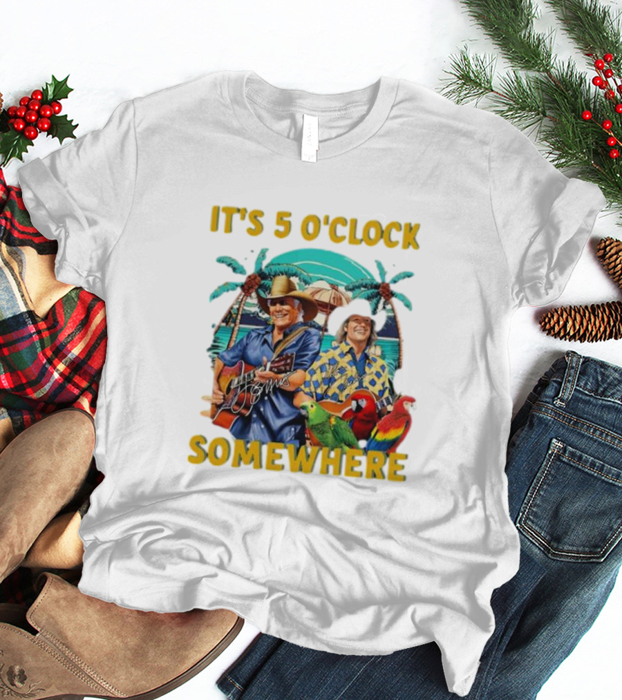 It's 5 O'Clock Somewhere Jimmy Buffett Paradise Scene T-Shirt