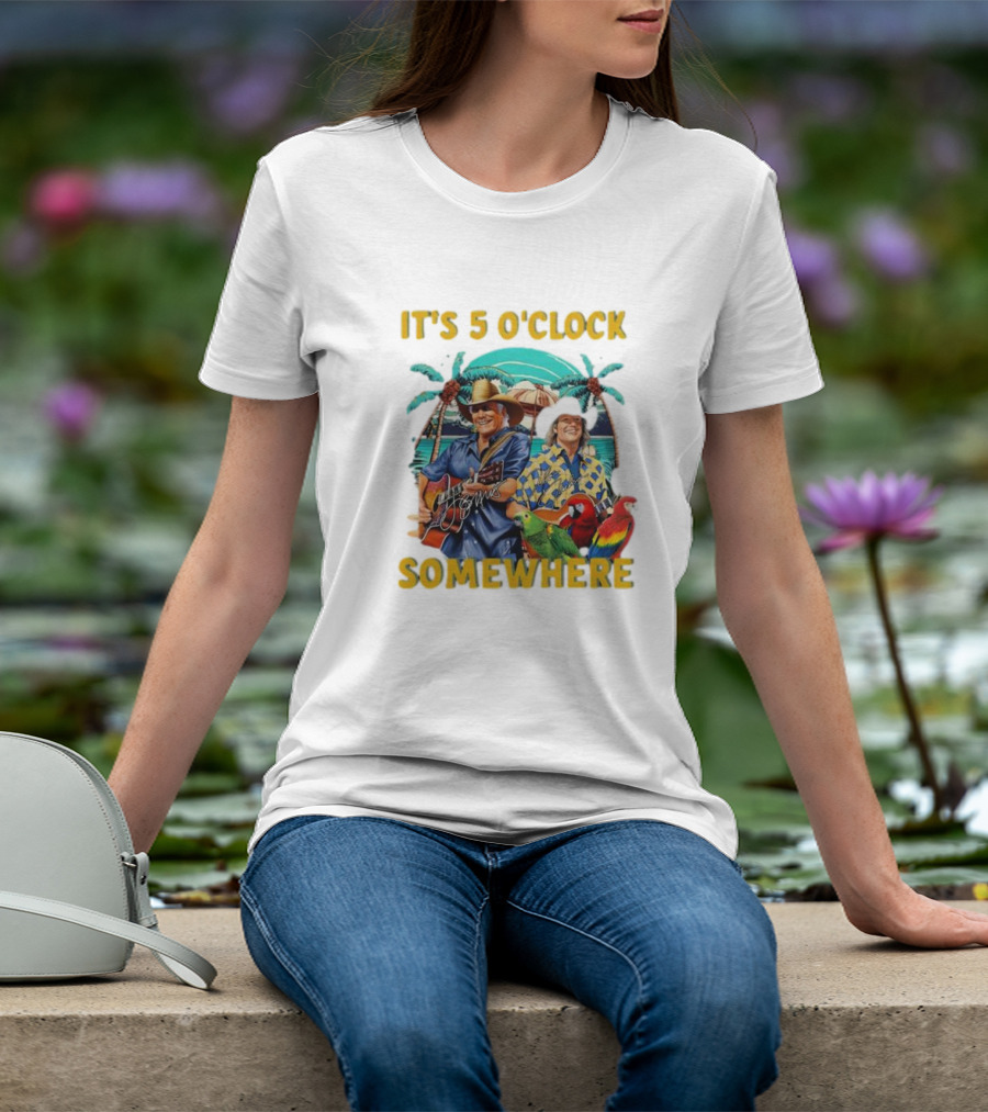 It's 5 O'Clock Somewhere Jimmy Buffett Paradise Scene T-Shirt