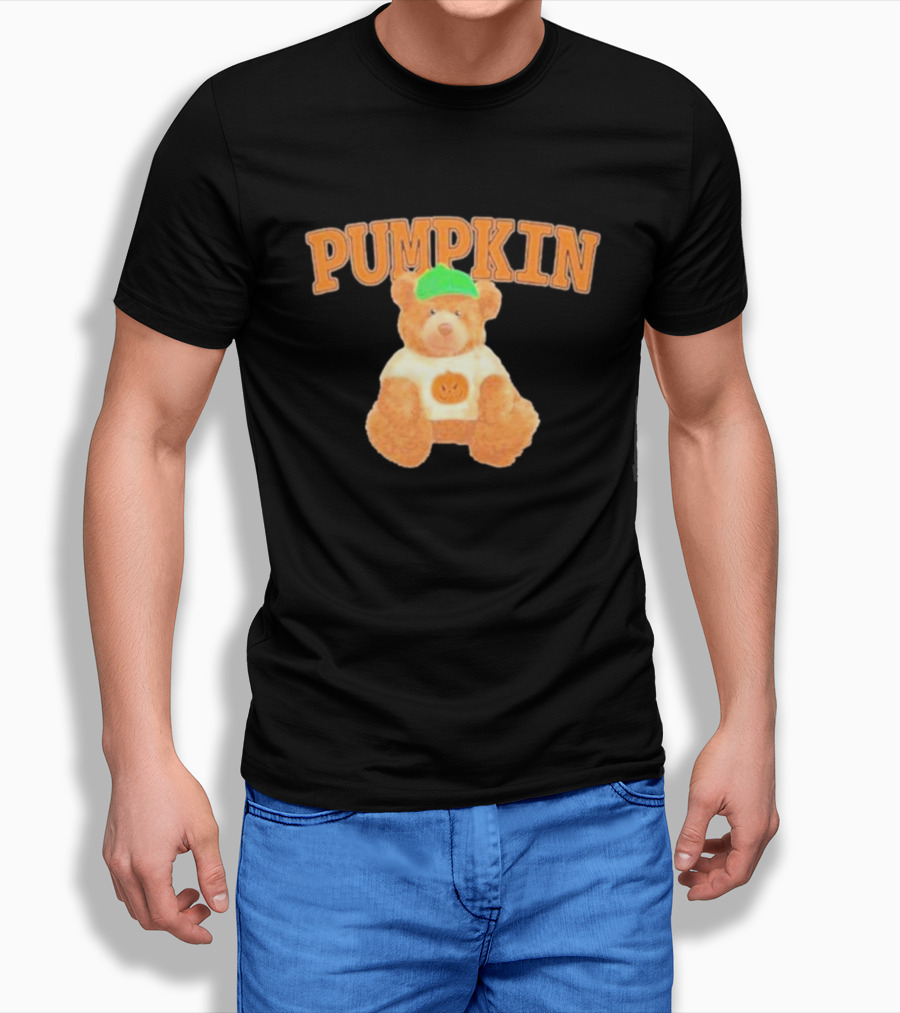 Pumpkin Cozy Bear With Green Hat And Pumpkin T-Shirt