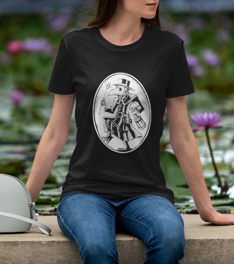 Queenkryptid Plague Doctor Holding Lantern In Oval Frame T-Shirt