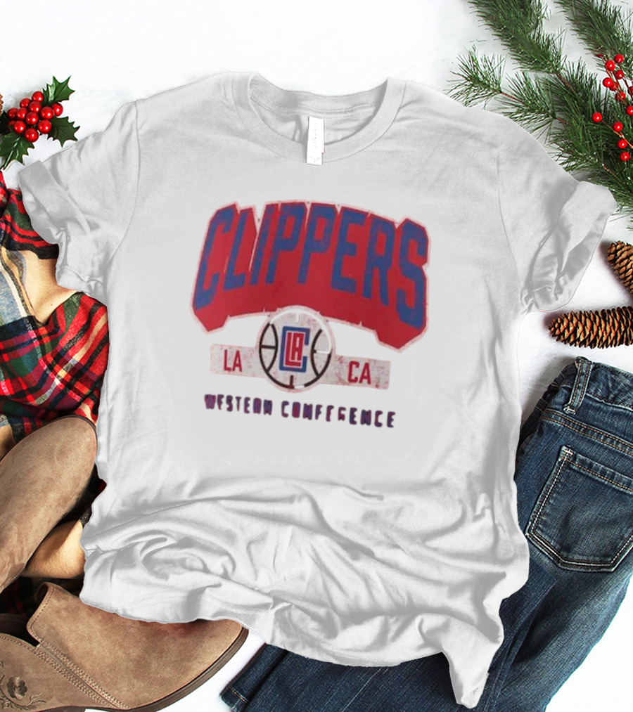 Clippers LA CA Western Conference Front Court Press Snow Wash T-Shirt