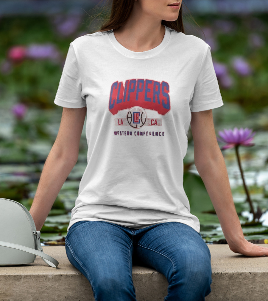 Clippers LA CA Western Conference Front Court Press Snow Wash T-Shirt