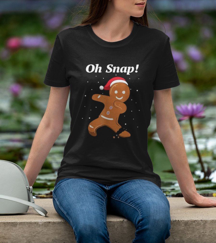 Oh Snap Gingerbread Merry Christmas Cookie Santa Hat T-Shirt
