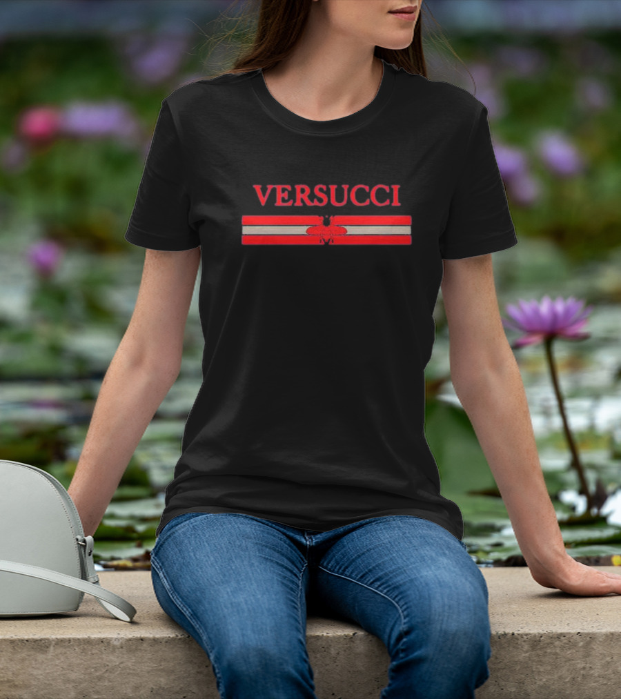 VERSUCCI Red Insect Stripe T-Shirt
