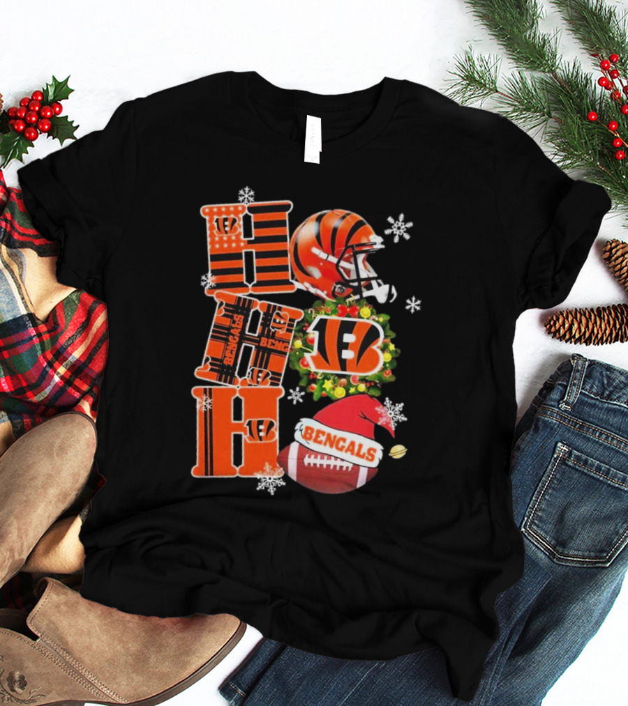 Cincinnati Bengals Ho Ho Ho Christmas Football Team T-Shirt