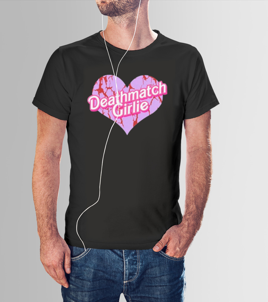 Deathmatch Girlie Heart With Pink And Red Crack T-Shirt