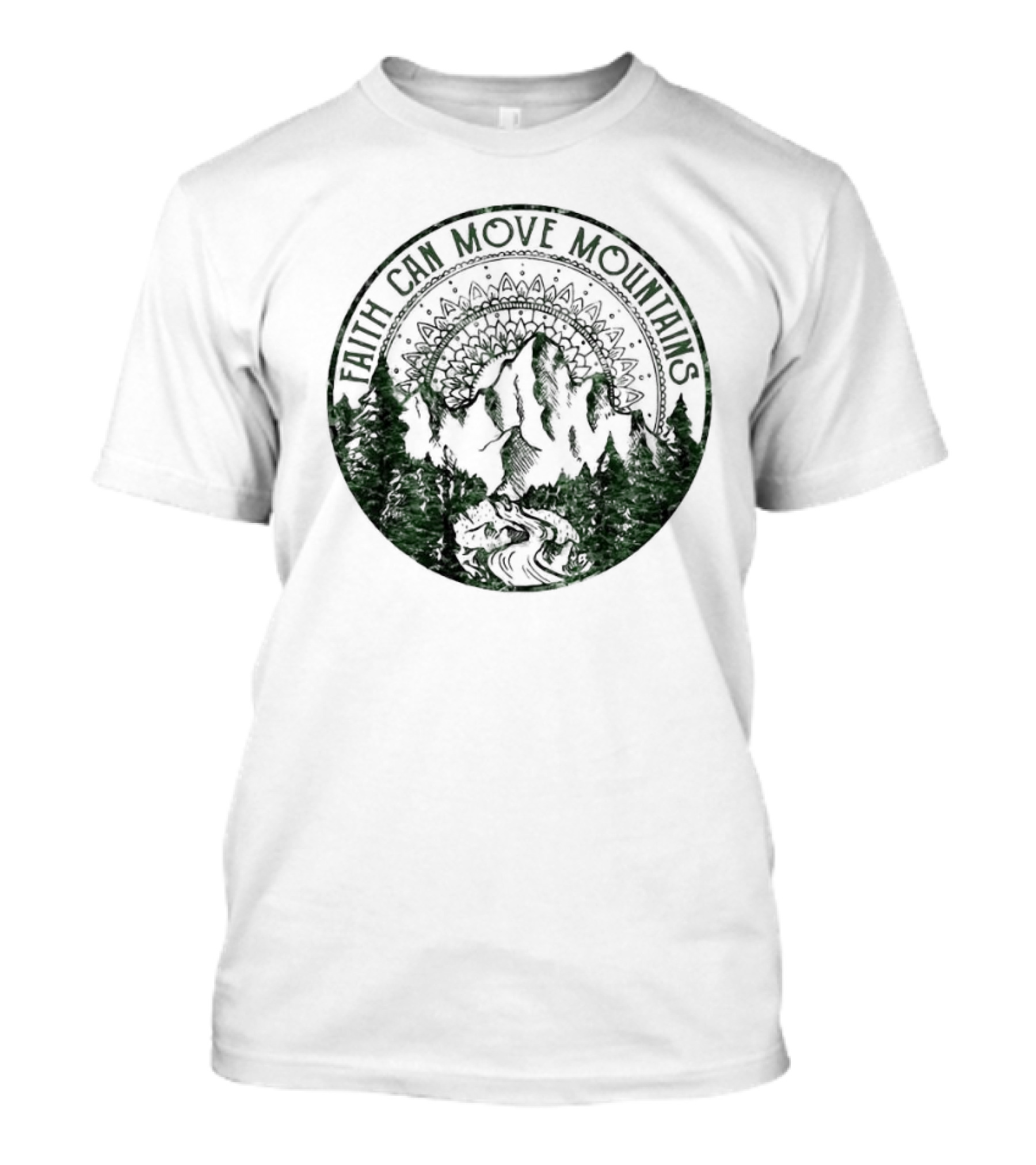 Faith Can Move Mountains Mandala Forest Scene T-Shirt
