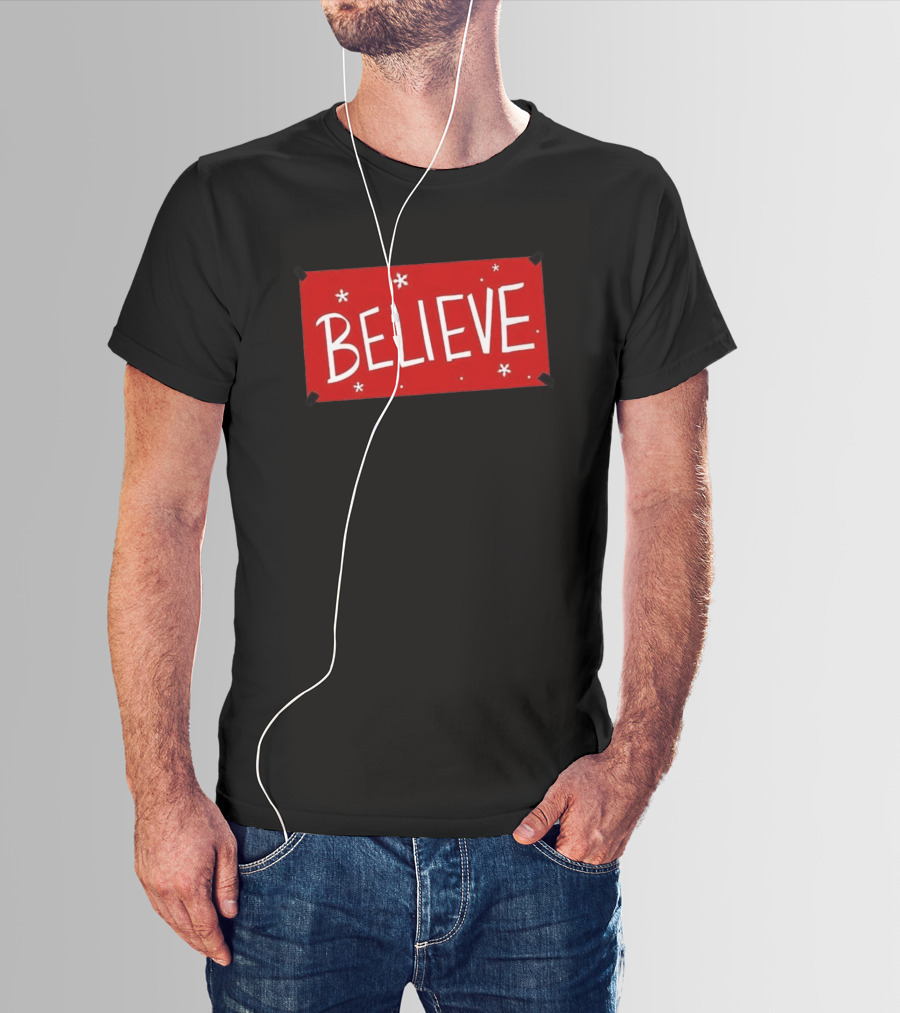 Believe Red Christmas Snowflakes T-Shirt