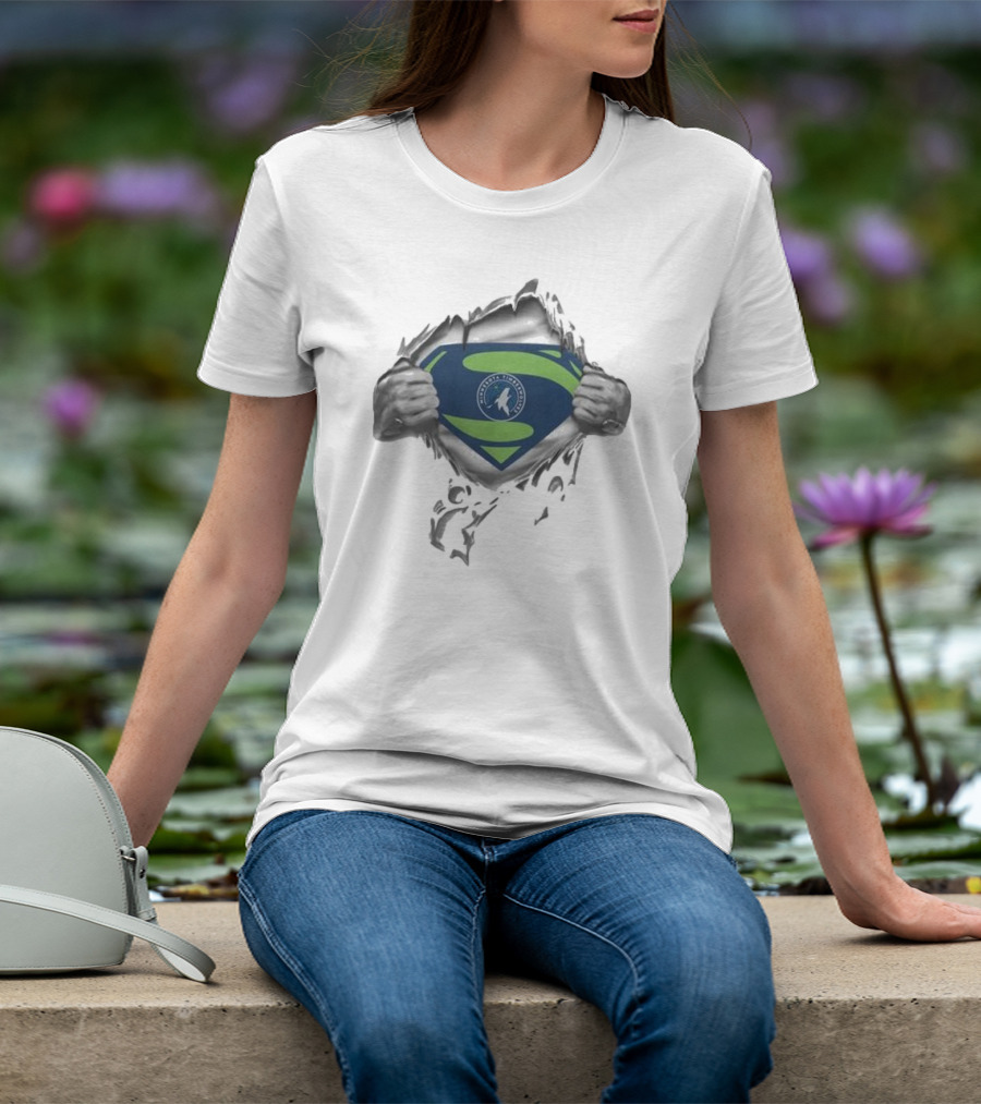 Minnesota Timberwolves Superman Logo Fusion T-Shirt