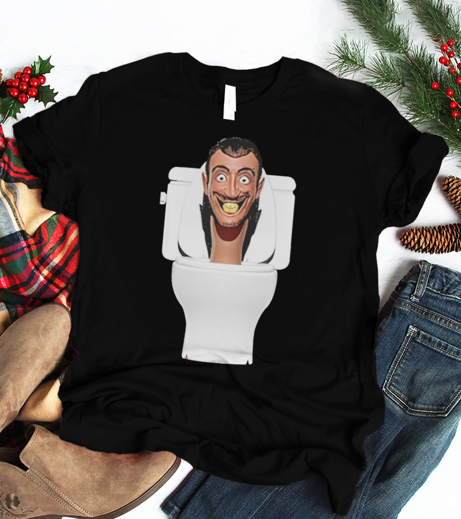 Skibidi Toilet Funny Face Character Head In Commode T-Shirt
