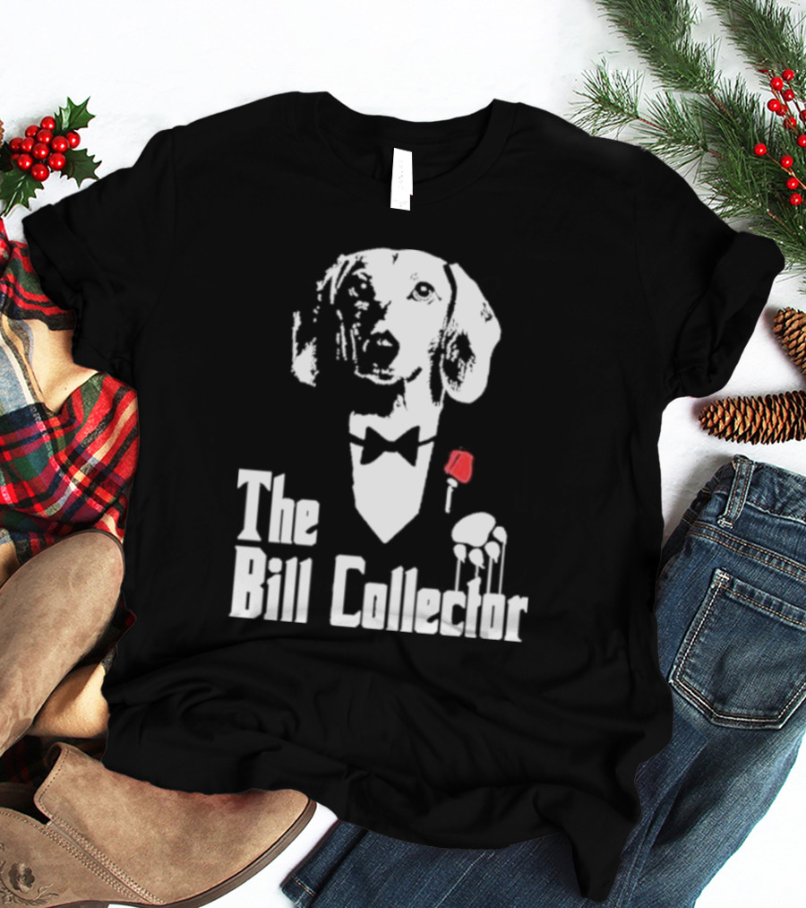The Bill Collector Dog In Black Tie With Rose And Puppet Strings T-Shirt