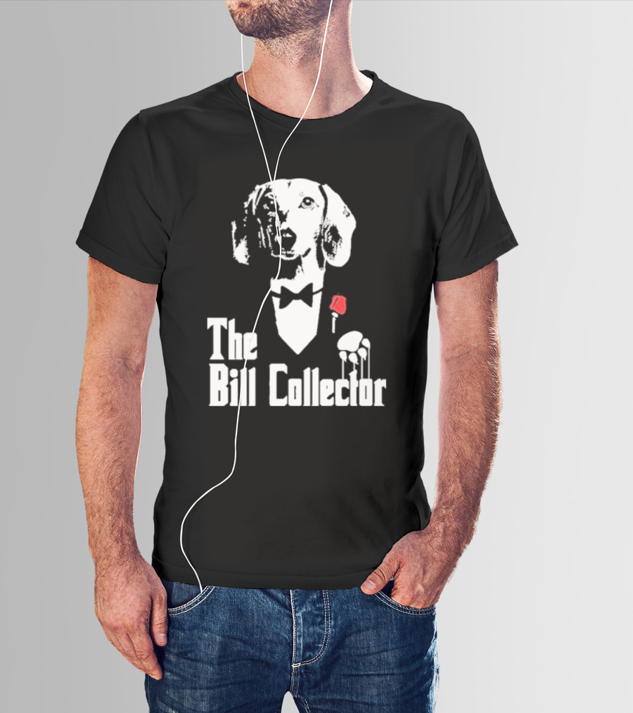 The Bill Collector Dog In Black Tie With Rose And Puppet Strings T-Shirt