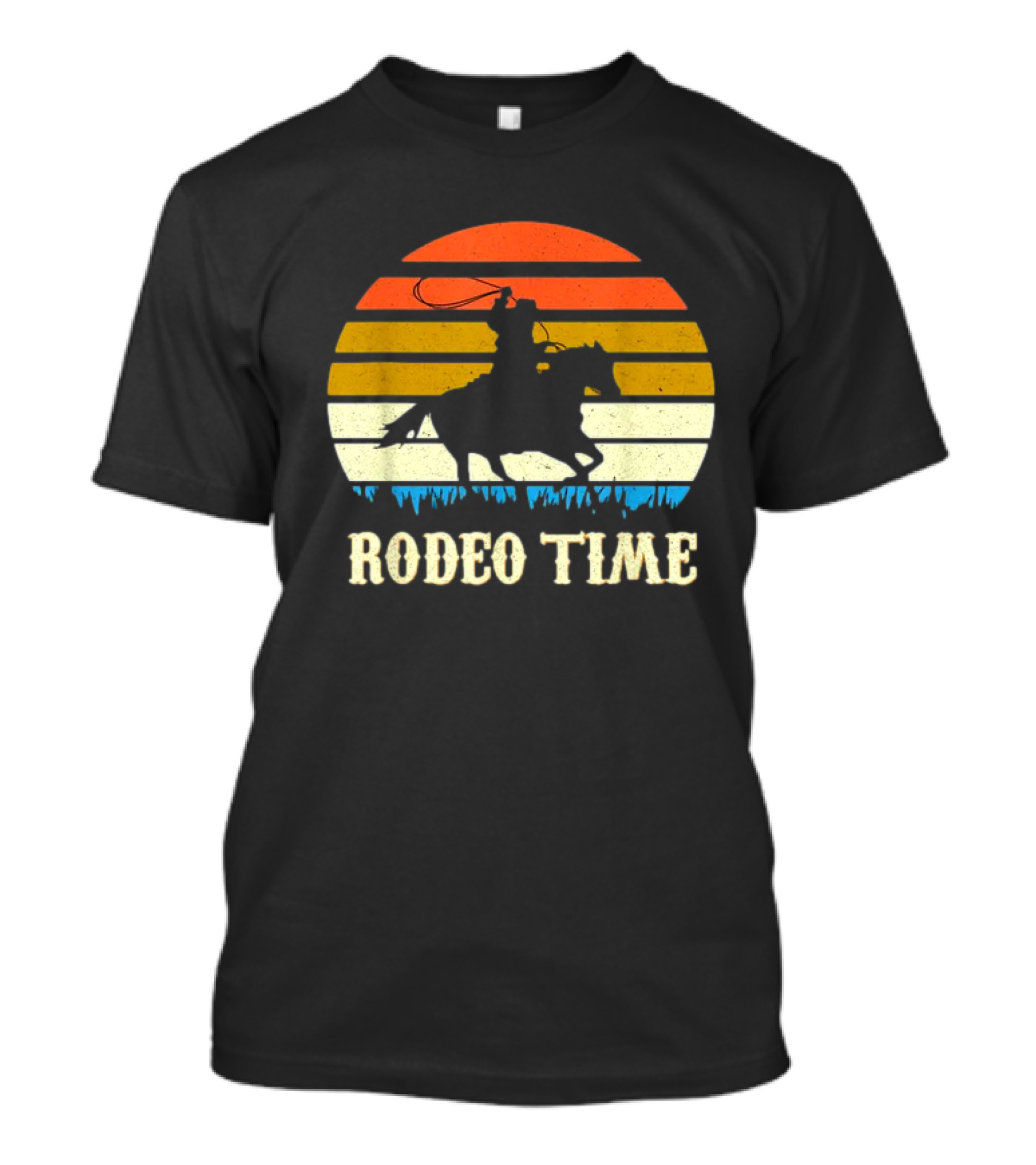 Rodeo Time Cowboy Sunset Horse Ranch Lasso T-Shirt