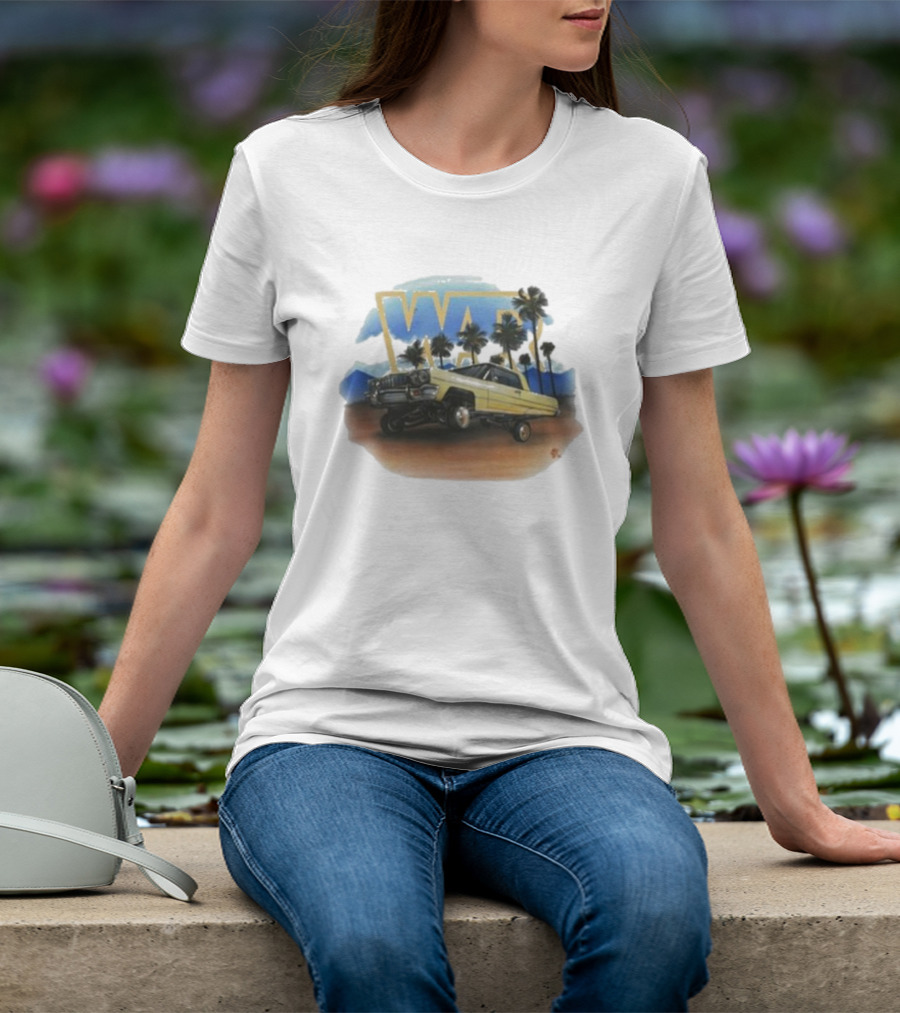 War Low Rider Airbrush Palm Trees Classic Car Lifted T-Shirt