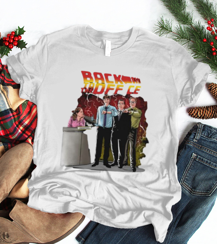 Back To The Office Men At Reception: Humorous Nostalgia With Lightning Burst T-Shirt