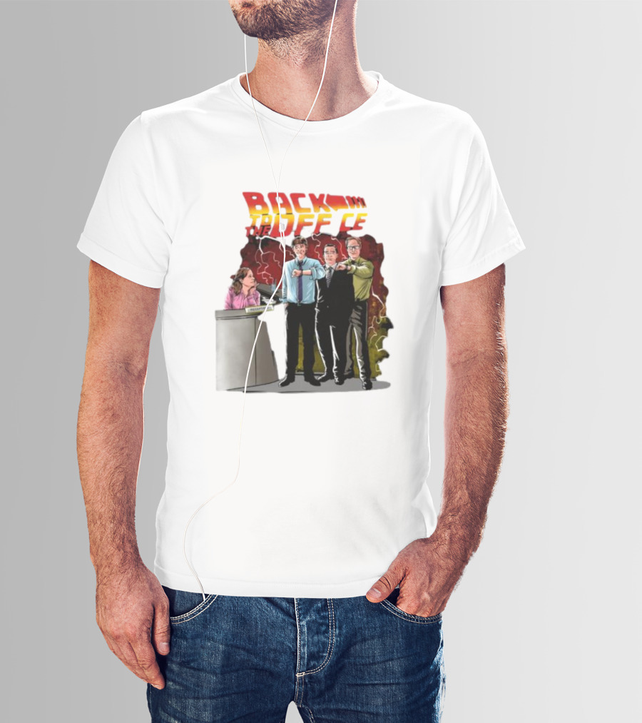 Back To The Office Men At Reception: Humorous Nostalgia With Lightning Burst T-Shirt