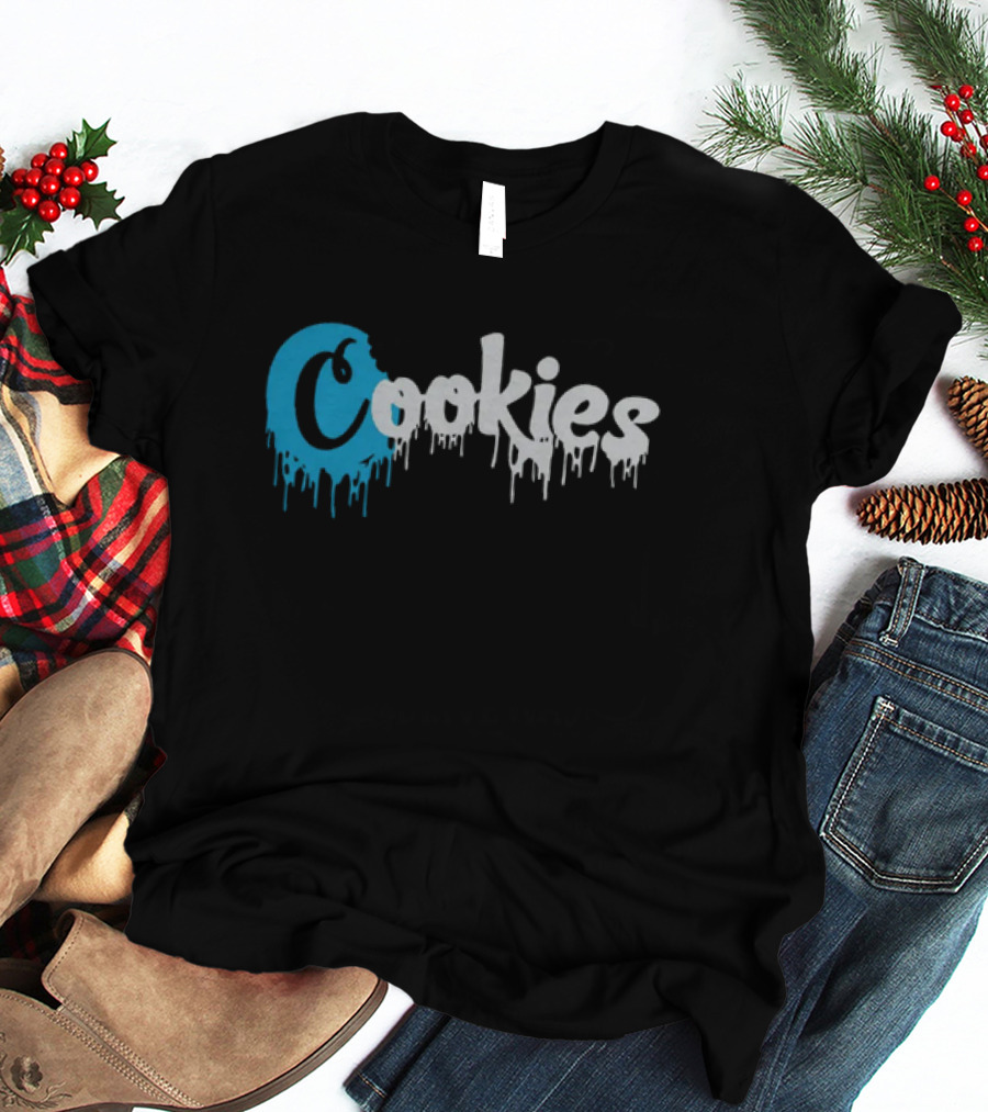 Cookies Dripping Text Blue T-Shirt