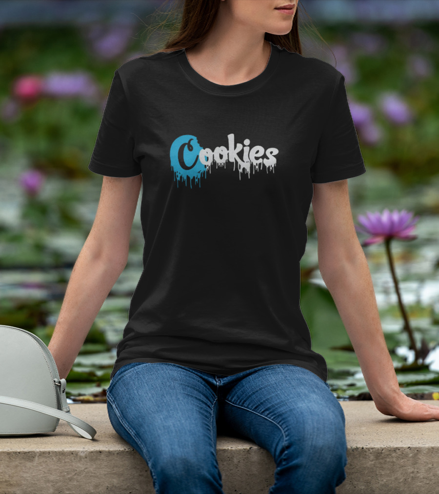 Cookies Dripping Text Blue T-Shirt