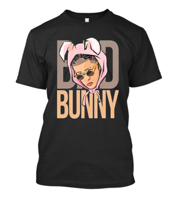BAD BUNNY Essential Pink Bunny Hoodie Sunglasses T-Shirt