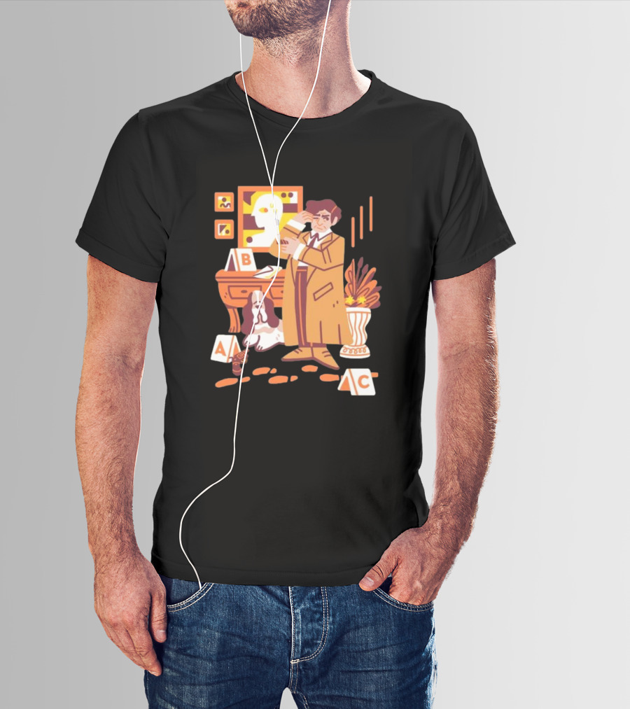 Just One More Thing Columbo Detective Classic Scene With Dog And ABC Cards T-Shirt