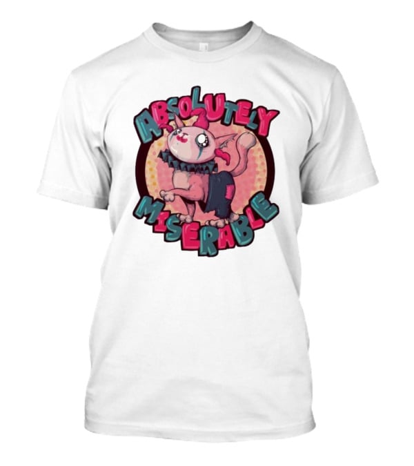 Absolutely Miserable Patchwork Cat With Puffy Text T-Shirt