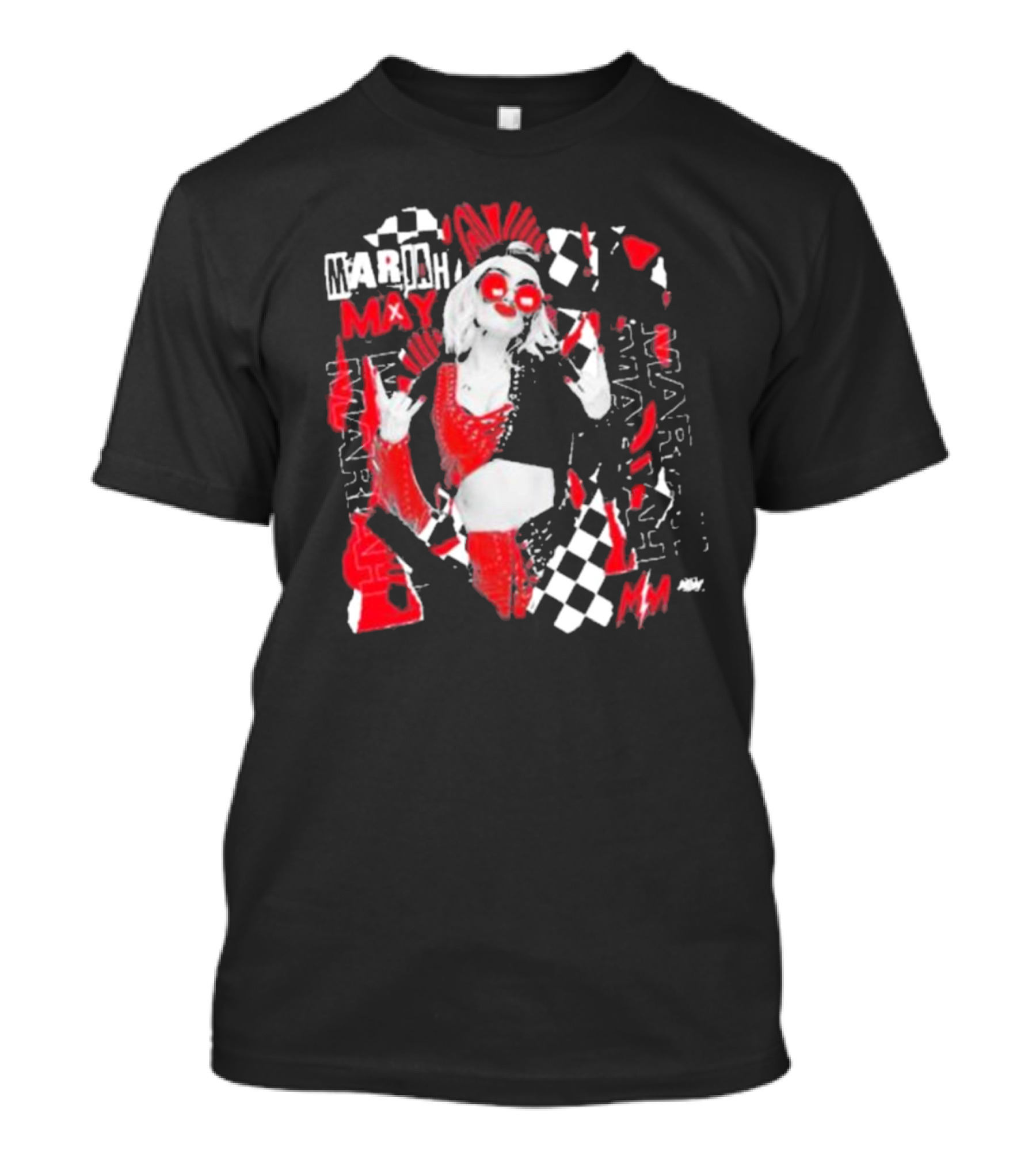 Mariah May All Elite Wrestling Checkerboard Red And Black T-Shirt
