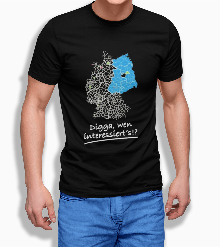 Digga Wen Interessiert Map Outline Blue Highlight T-Shirt