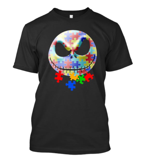 Jack Skellington Face Autism Puzzle Pieces T-Shirt