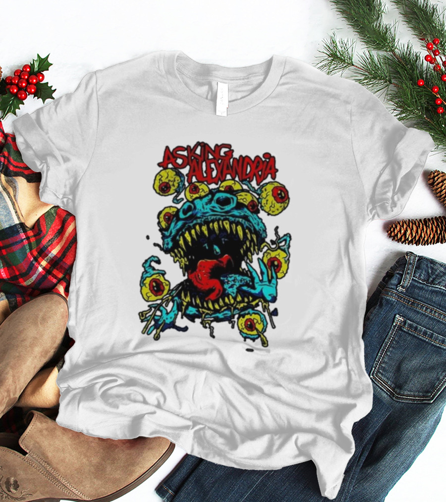 Asking Alexandria Eyeball Monster With Multiple Eyes And Fanged Mouth T-Shirt