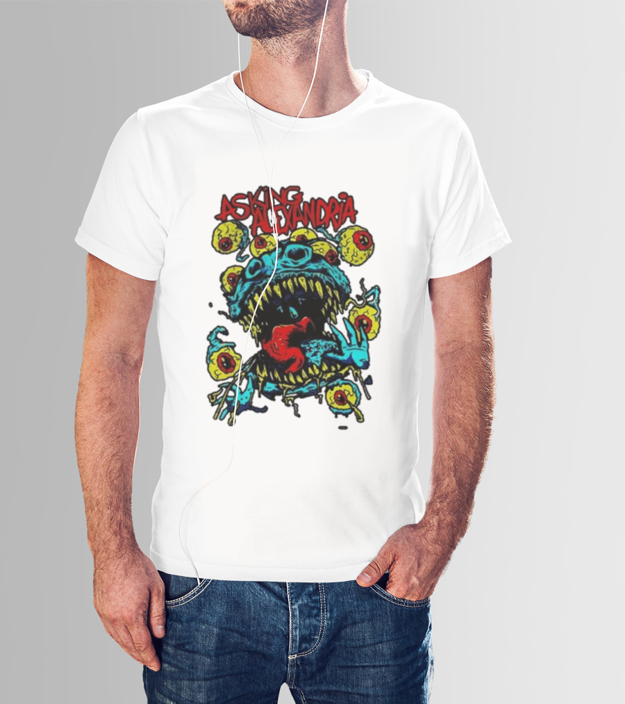 Asking Alexandria Eyeball Monster With Multiple Eyes And Fanged Mouth T-Shirt