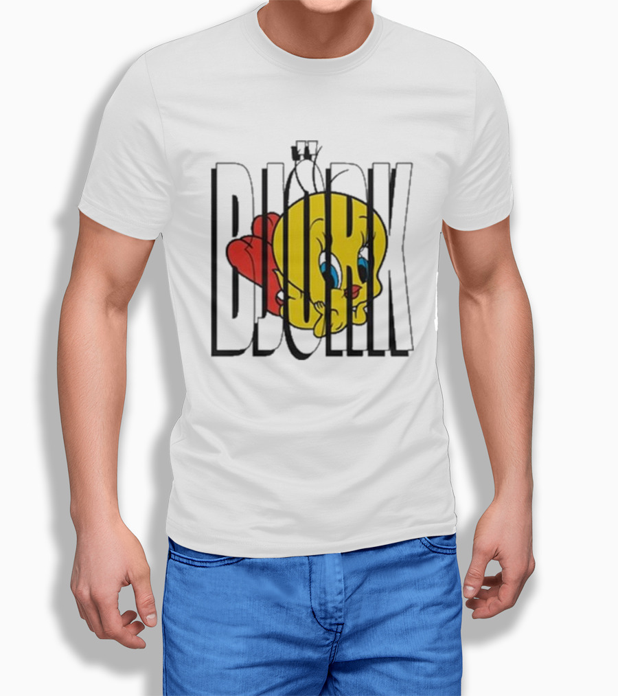 Lxix Apparel Tweety Bjork Bold Cartoon Contrast T-Shirt