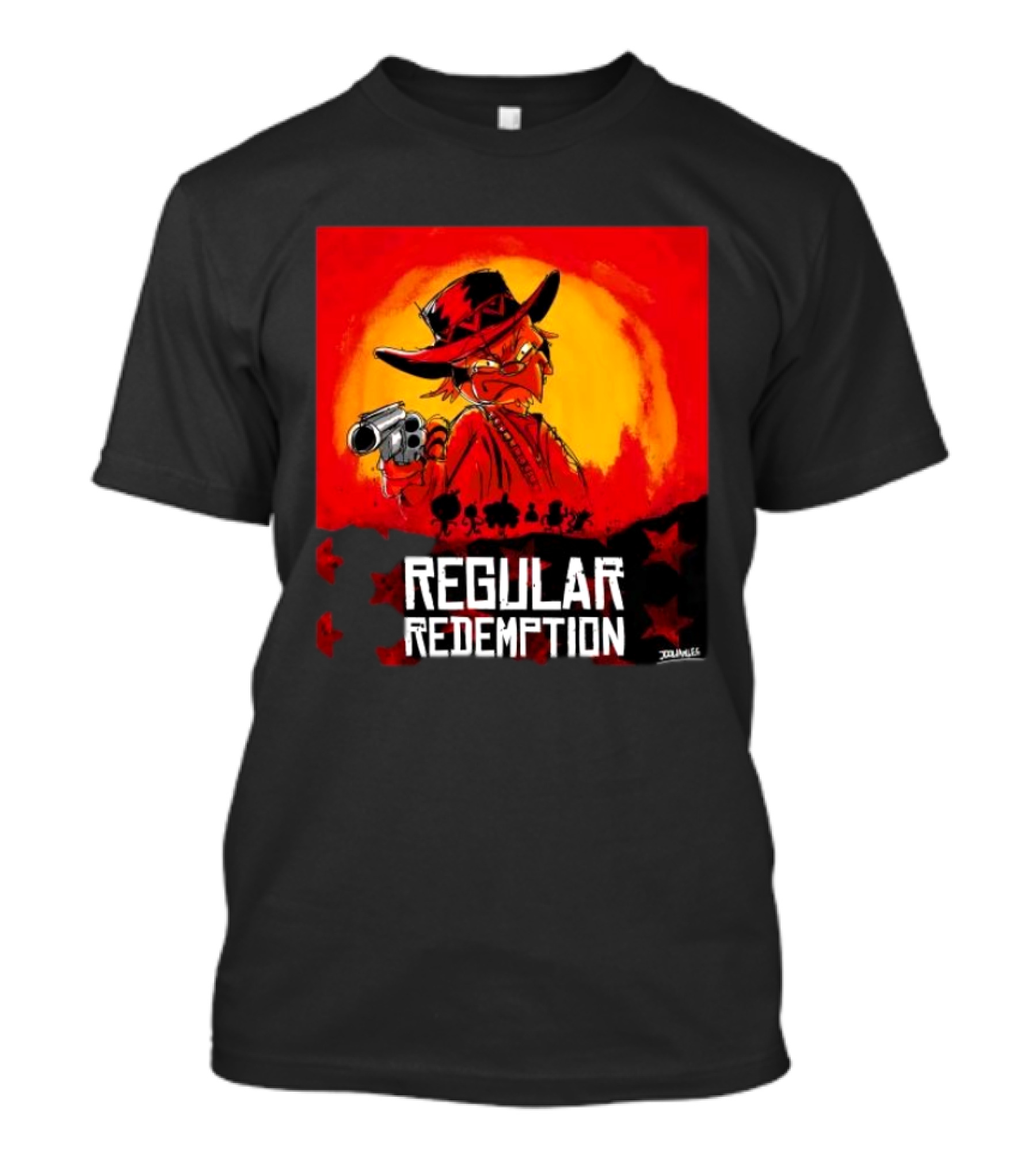 Regular Redemption Cartoon Cowboy Western Gunman T-Shirt