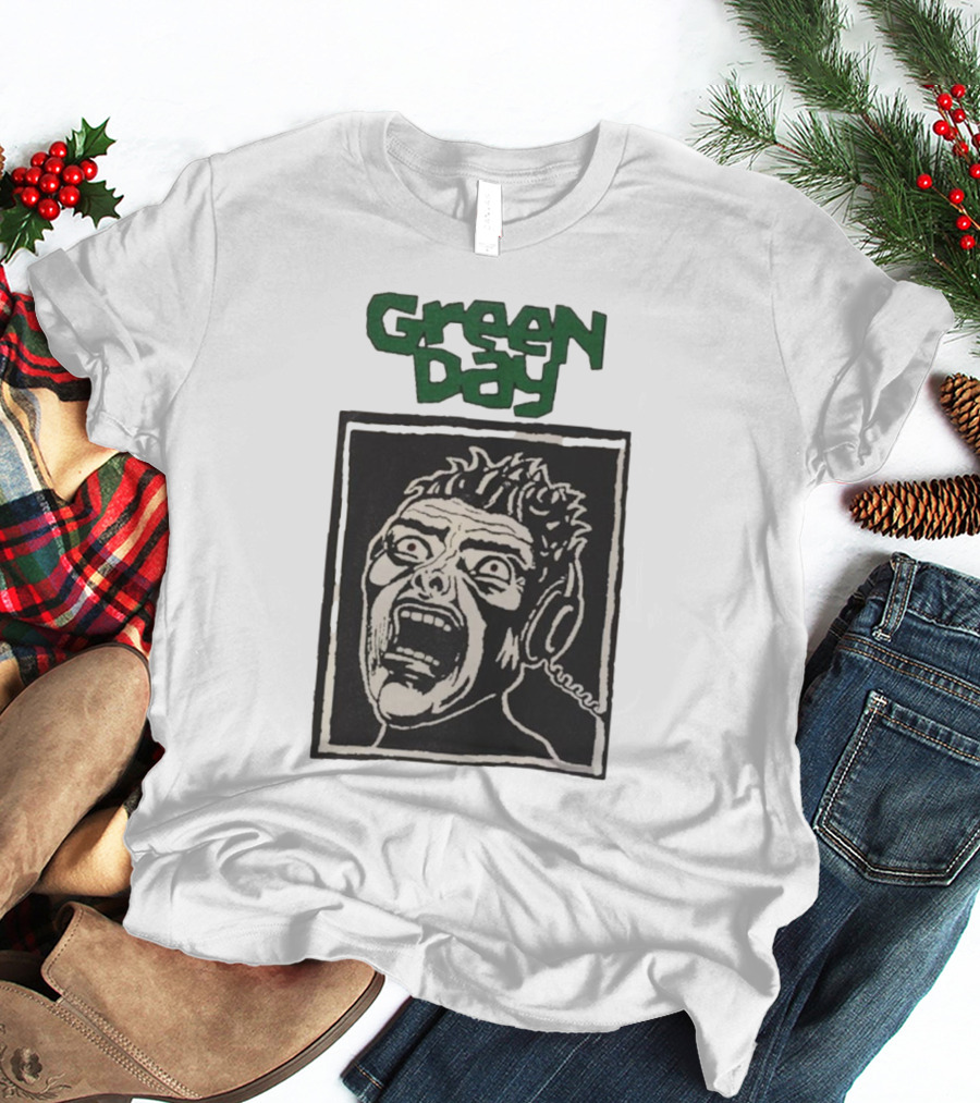 Rare Vintage Green Day Basket Case Iconic Screaming Face T-Shirt