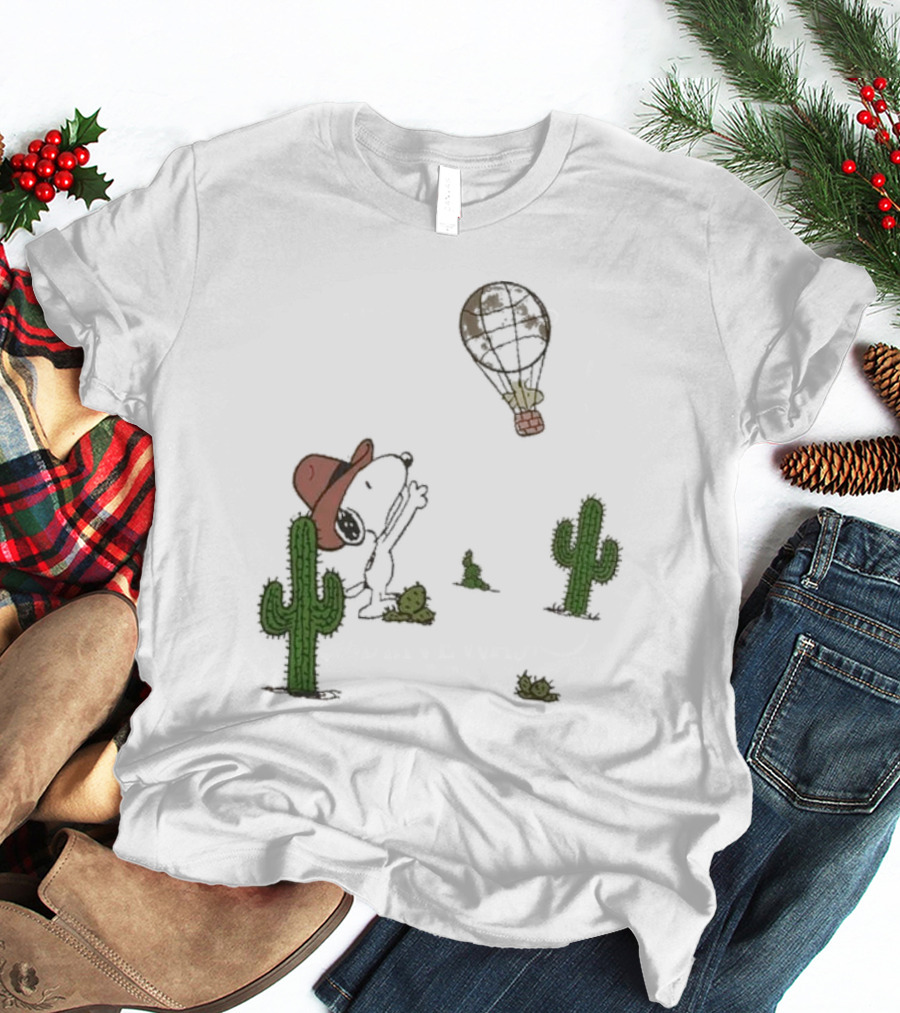 Peanuts Snoopy Woodstock Cactus Western Cowboy Balloon Women's T-Shirt