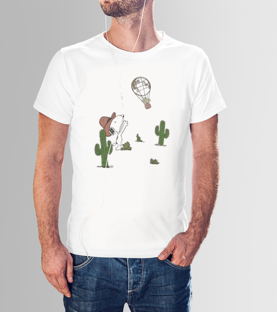 Peanuts Snoopy Woodstock Cactus Western Cowboy Balloon Women's T-Shirt